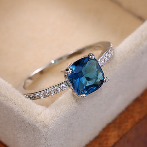 Square Blue Series Stone Rings