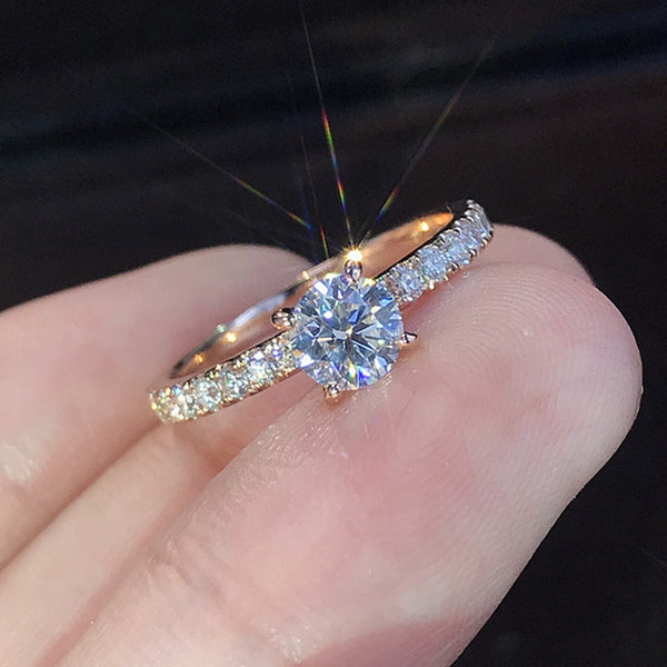 Sparkling Crystal Engagement Ring