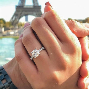 Sparkling Crystal Engagement Ring